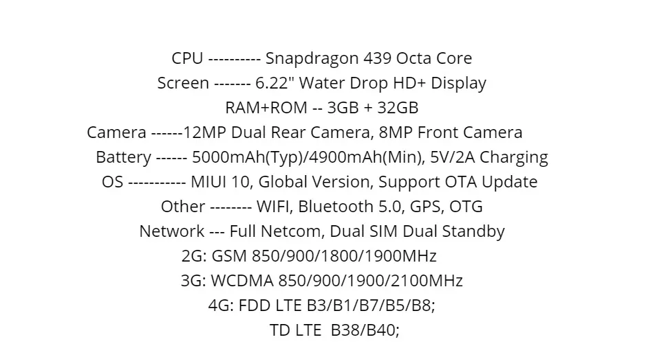 Global Version Xiao Redmi 8 Smartphone 3GB RAM 32GB ROM Snapdragon 439 6.22" 10W Fast Charging 5000 mah Battery Cellphone