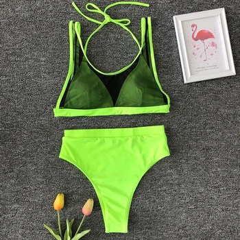

2020 Blue Bikini Female Push Up Sexy Mesh High Waist Swimwear Women Bikini Swimsuit Women Triangle Bikini Sexy Swimwear Swim Bra