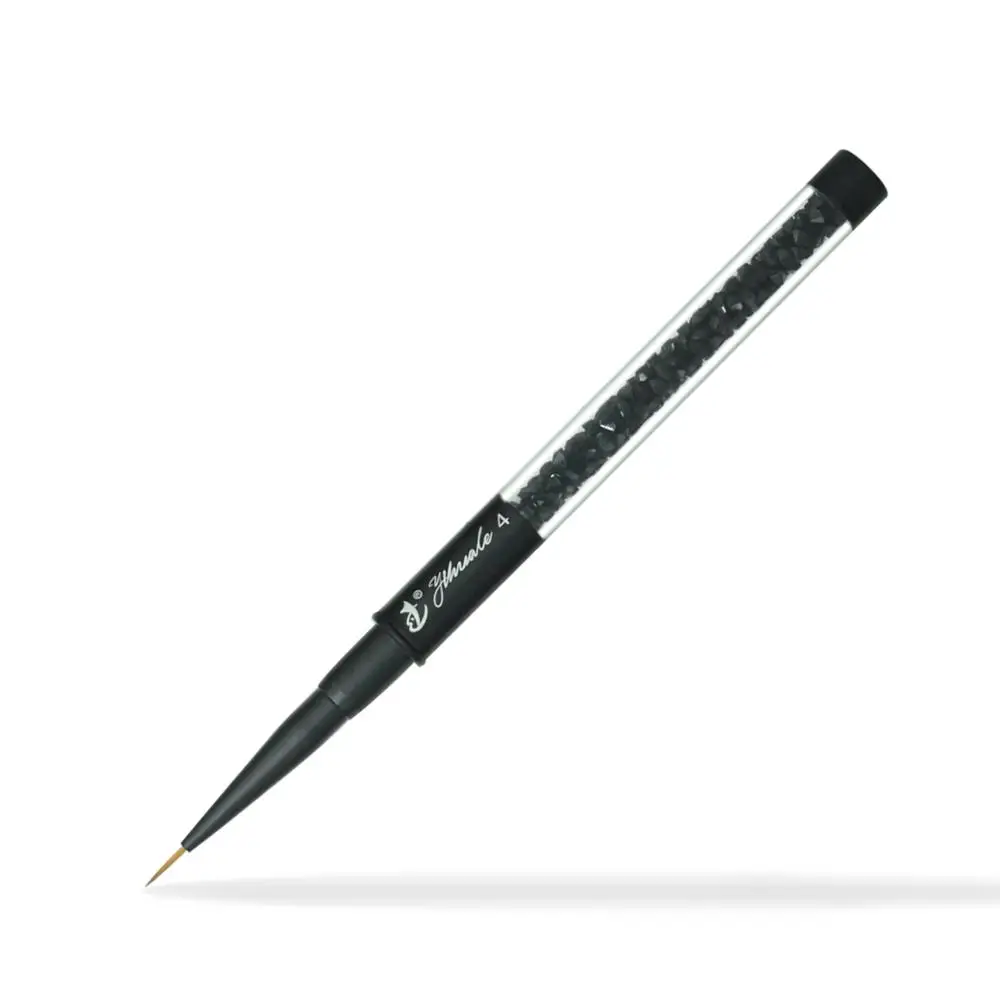 Size 4 1 шт., акриловая кисть для ногтей, кисть для рисования ногтей, УФ-Гель-лак, матовый черный цвет, стразы, Кристалл, акриловая ручка для рисования ногтей - Цвет: Size 4