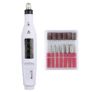 

Pen Shape Professional Electric Pen Pedicure File Polish Manicure Machine Nail Drill Art Tool Bit Acrylic Feet Care - White (Eur