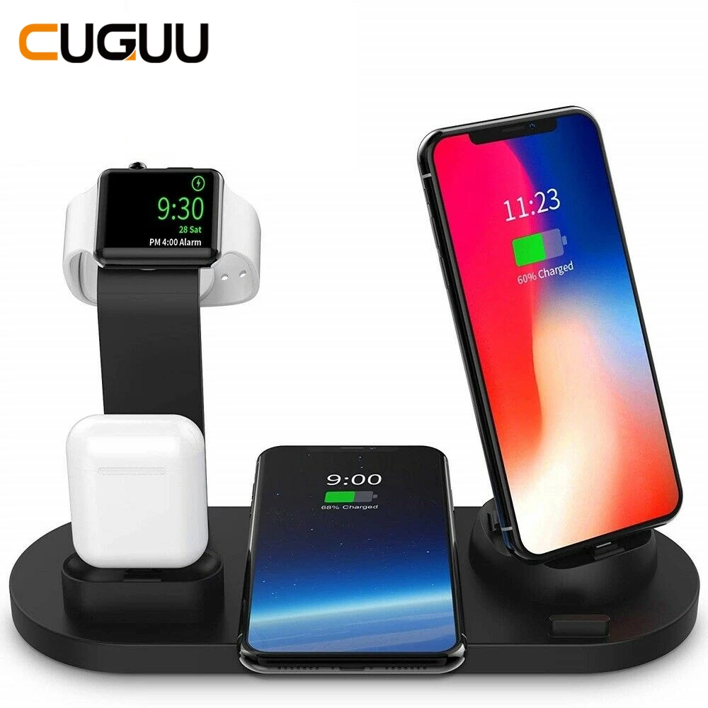 Qi Wireless Charger 4 in 1 Apple Watch Charger Dock iphone Charging Station Micro USB Type C Stand F