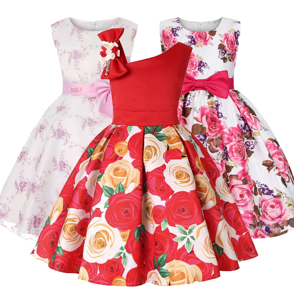 Vestido para niñas, vestidos de fiesta de boda para niños, vestido de  princesa de Navidad, ropa para niñas pequeñas, a rayas de flores, novedad de  2020