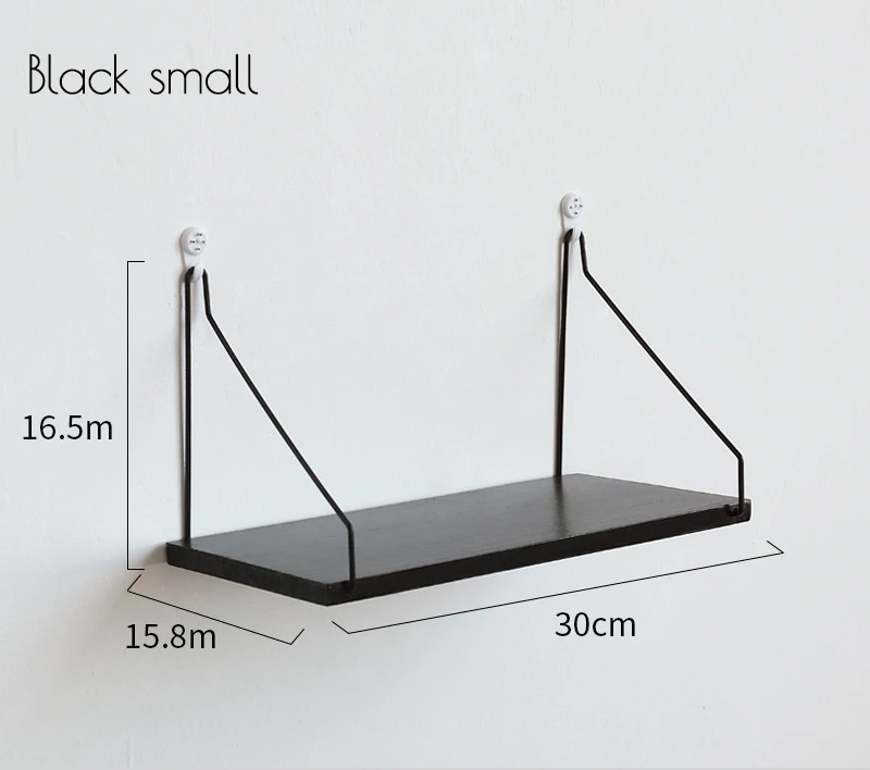 black small Nordic Стиль полка деревянная настенная полка для хранения скандинавский настенные декоративные деревянные полки Гостиная украшения - Цвет: black small