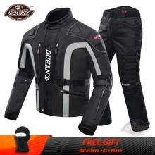DUHANรถจักรยานยนต์แจ็คเก็ตชุดWindproofป้องกันเกียร์แจ็คเก็ต + กางเกงชุดHip Protectorชุดขี่รถจักรยานยนต์กางเกงMoto Jacket