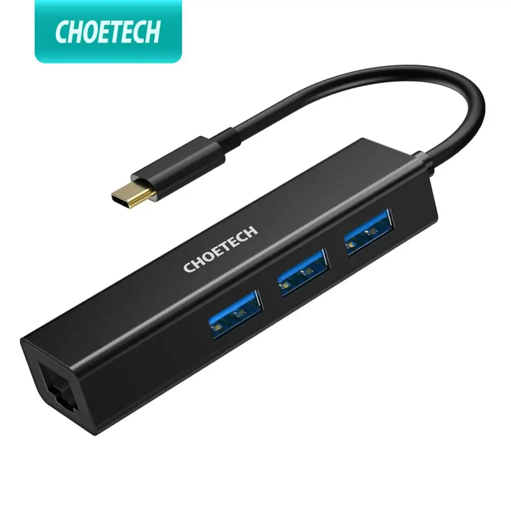 

CHOETECH USB C HUB Ethernet USB-C to Multi USB 3.0 RJ45 Network Adapter Dock for MacBook Pro USB3.0 Splitter Port Type C HUB