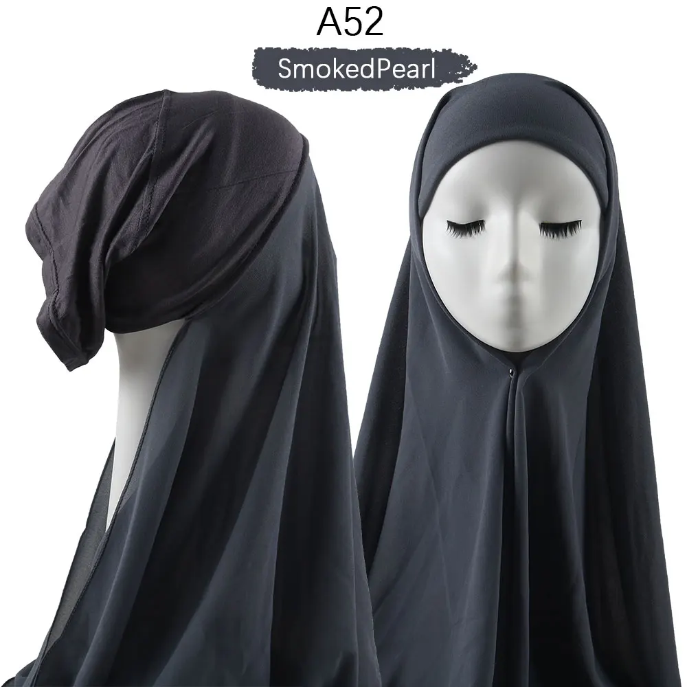 Women Muslim Instant Chiffon Hijab With Cap Underscarf Bonnet HIjabs  Scarf Islam Headscarf Headwrap Turbante
