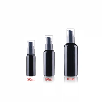 

50pc 30ml 50ml 100ml black travel small cream lotion pump pet bottle for cosmetic packaging,DIY cream bottle container with pump