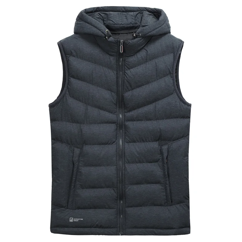 Большой плюс размер 10XL 9XL 8XL высококачественный мужской хлопковый жилет зимний мужской модный жилет с капюшоном Повседневный теплый большой размер мужские куртки - Цвет: Черный