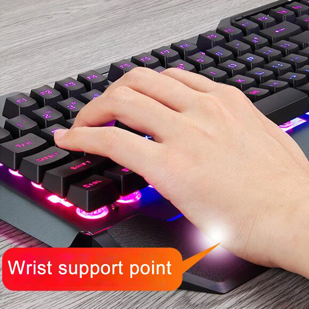 Waterproof Mechanical Rainbow Backlit Multi Shortcuts Gaming Keyboard 3200 DPI Optical Mice Mouse Pad Set with Pen Phone Holder