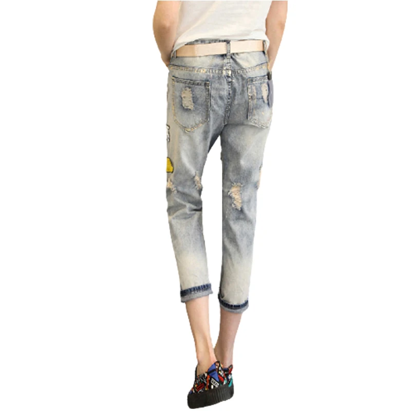 Disney donna topolino moda casual retrò cartone animato magro jeans  strappati slim blu strappati di alta qualità - AliExpress Women's Clothing