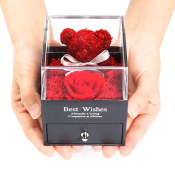

Home Decor Teddy Rose Bear Jewelry Box For Women Wedding Party Valentines Day Birthday Christmas Gift Eternal Rose Dorpshipping