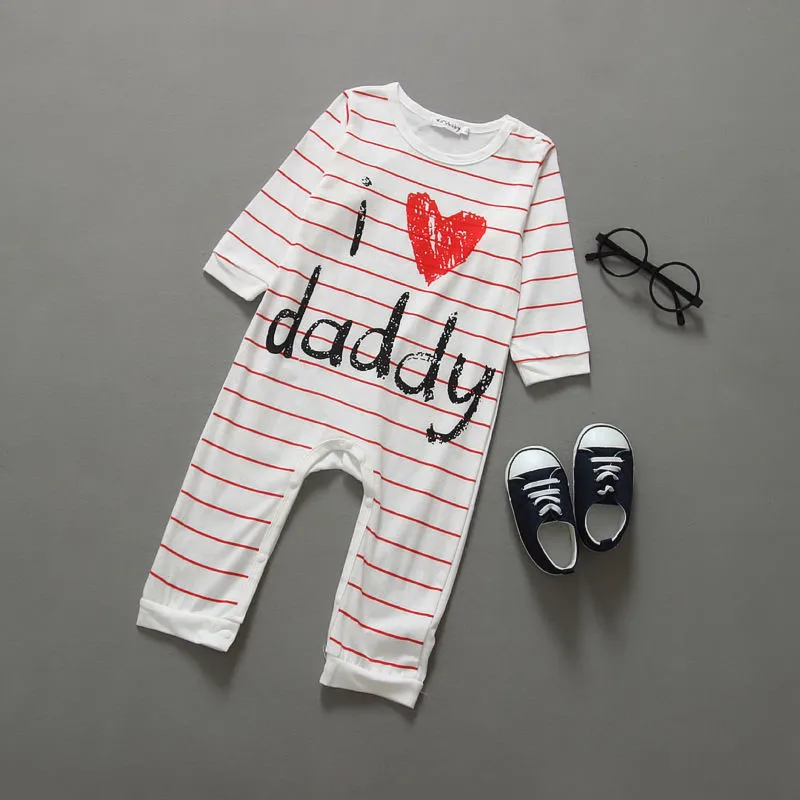 

100cm Modis Cotton Baby Romper Cute Boy Girls Long Sleeve Letter Love Mom Dad Clothes Kid Newborn Infant Pajamas Outfit Clothing