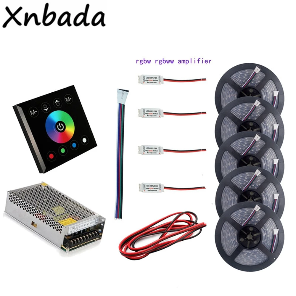 Светодиодная лента 5 ~ 30 м 5050SMD rgbw rgbww(4 в 1) + черный светодиодный контроллер с
