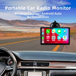 Siri Monitor portátil inalámbrico para coche, dispositivo de navegación CarPlay para todos los coches, pantalla de 7 pulgadas, Control táctil Universal, Android auto