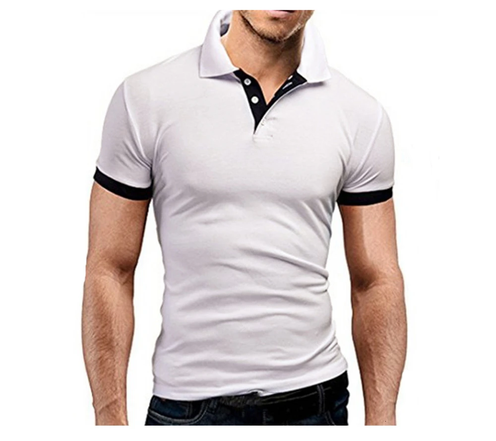 Мужские топы, летняя рубашка поло с коротким рукавом, мужская повседневная облегающая дышащая однотонная деловая рубашка поло с отложным воротником, 5XL 115
