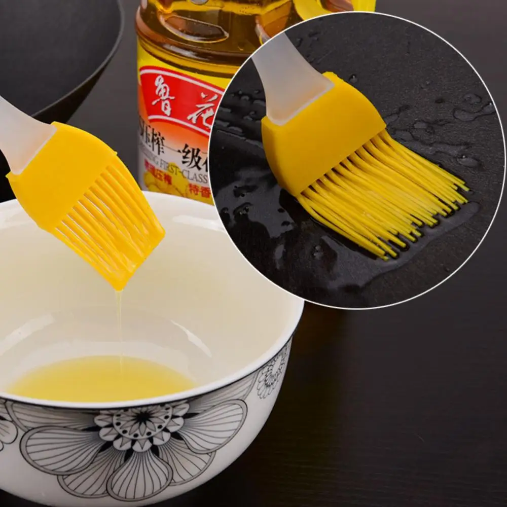 2pcs Food Grade Silicone Brush For Butter Cream Oil Liquid Albumen High Temperature Resistance Barbecue BBQ Brush Baking Tool