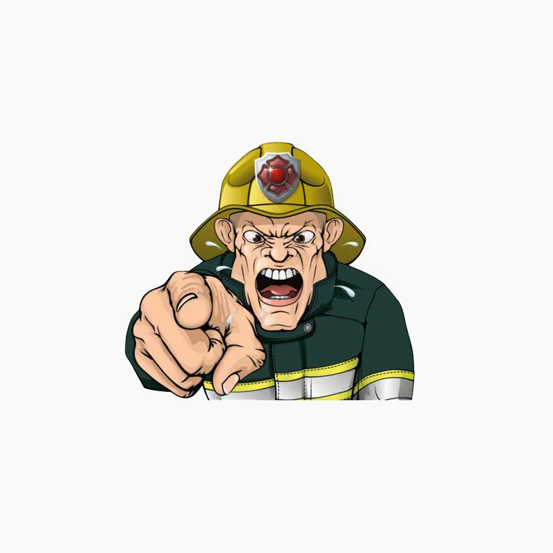 

Cartoon Angry Firefighter Car Sticker Vinyl Auto Accessories Car Window Car Styling Decal PVC 11cm*10cm Cover Scratches