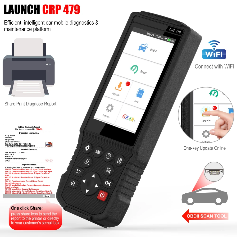 LAUNCH X431 OBD2 сканер двигателя ABS масло DPF EPB IMMO TPMS wifi Автомобильный OBDII