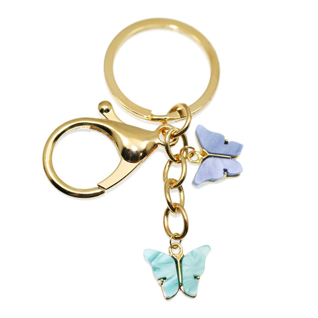 Styles Enamel Colorful Butterfly Pendant Keychain Insects Car Key Rings Women Bag Accessories Jewelry Christmas Xmas Gifts