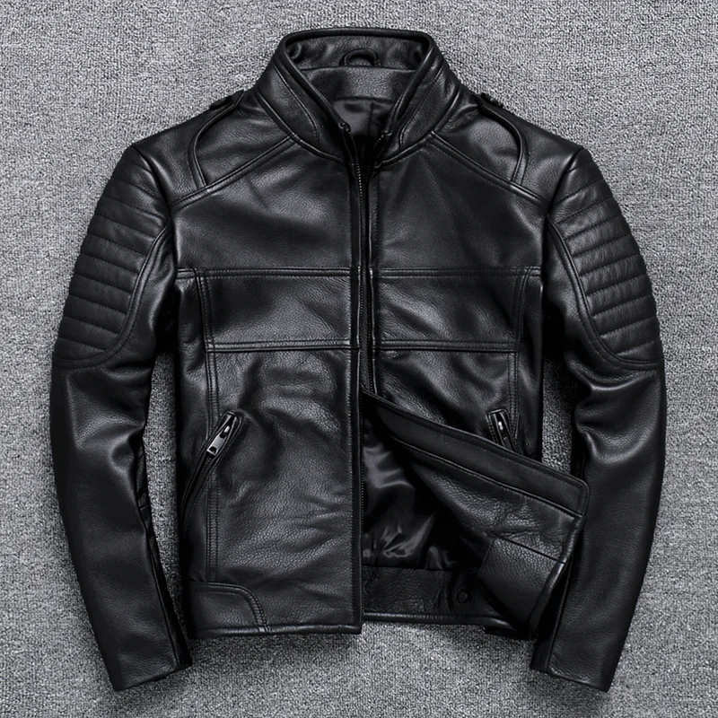 

Winter Style Lear Fur Collar Leisure Male Head Lear Motorcycle Suit With A Thick Layer Of Lear Jacket Cycling Jerseys