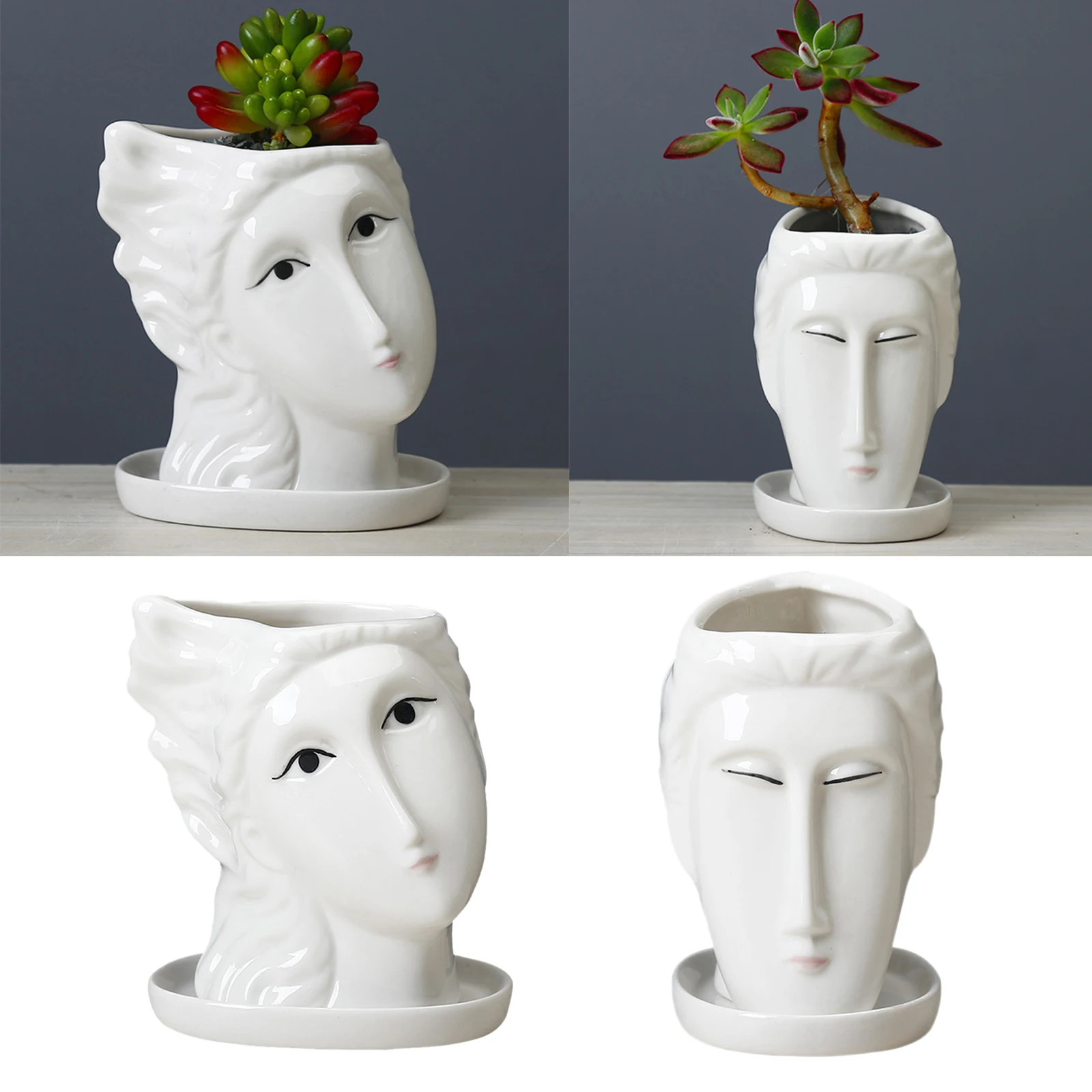 Portrait Face Head Planter Plant Pot Art Succulent Cactus Flowerpot Decor 
