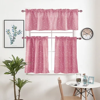

1 PCS Rod Pocket Hot-Silver Star Short Curtain for Kitchen Volie Sheer Curtain Window Kitchen Half-Drapes Valance DL-WP123&3