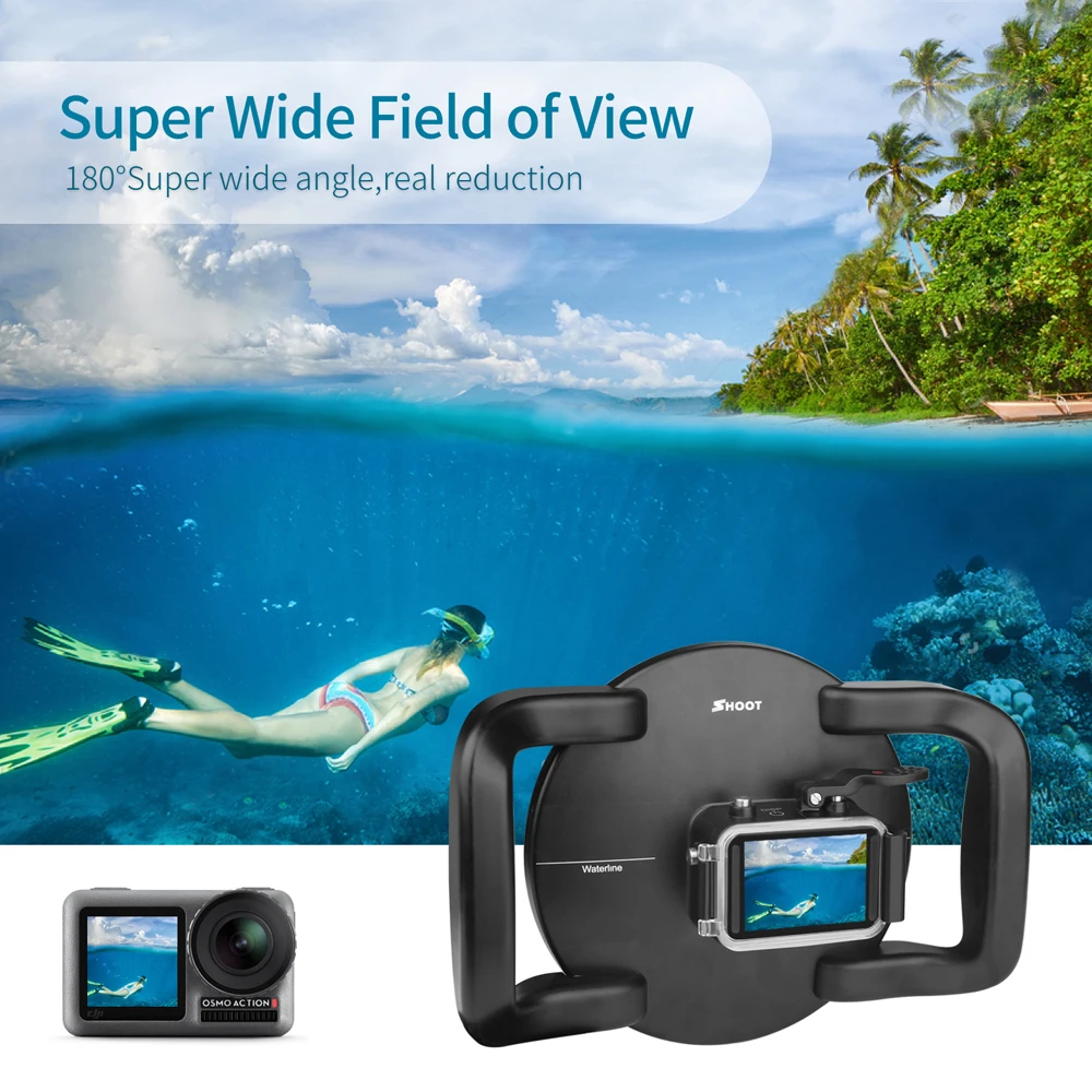 Big Discount  Dual Handheld Dome Port Waterproof Diving Housing Case Cover with Trigger for DJI Osmo Action Camer 