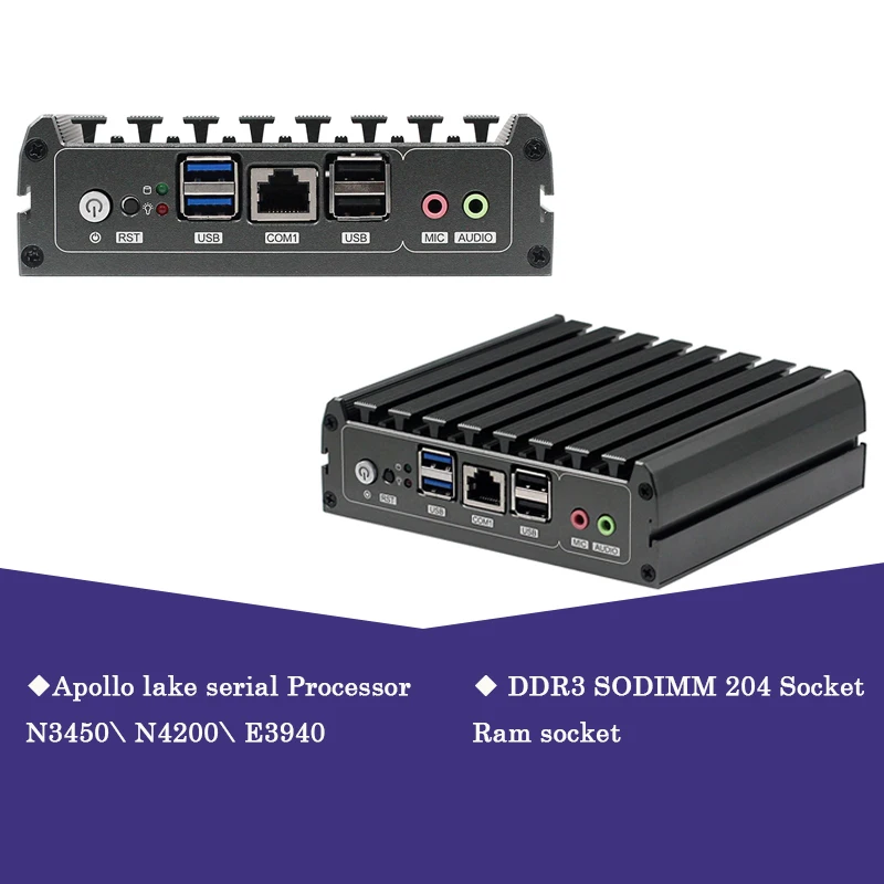 Мини-ПК на борту без вентилятора Intel Apollo Lake chips Nuc nano itx материнская плата DDR3 SODIMM 204