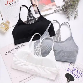 

Bra Black Strap Back Lace Hollow Bra Soft Beautiful Tube Tops Sports Bra 1PC