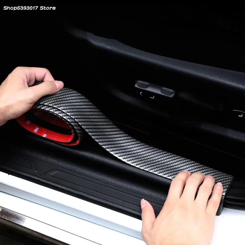 

For Renault Duster 2018 2019 2020 Car Sticker Carbon Fiber Rubber Car Door Protector Door Sill Protection Stickers
