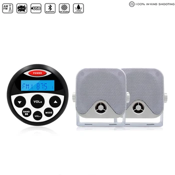 

Marine Radio Audio Bluetooth Stereo FM AM Receiver MP3 Player+4inch Waterproof Marine Speakers For UTV ATV Boat Yacht Motorcycle
