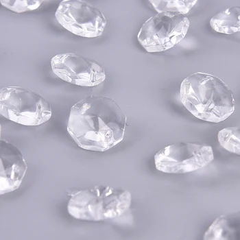 

50PCS Crystal Glass Prisms Octagonal Beads Pendant Hanging Decoration Lighting Accessories 14mm