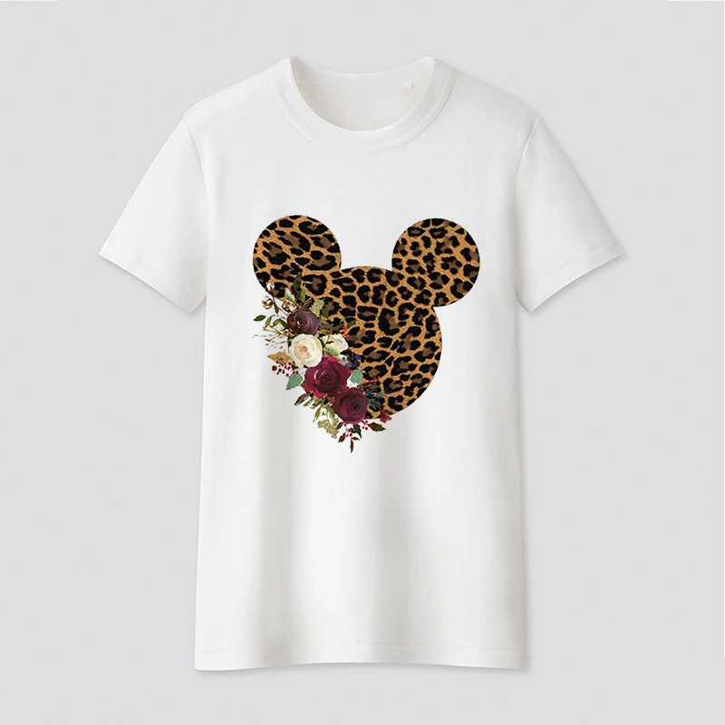 Cute Mickey silhouett printed t shirt women 90s Graphic T-shirt Harajuku Tops Tee Cute Short Sleeve animal tshirt Female Tshirts