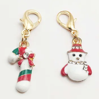 

19Pcs/Set New Enamel Christmas Decoration Keychains Tree Bell Snowman Alloy Lobster Buckle Clasp Charms Key Chains Jewelry