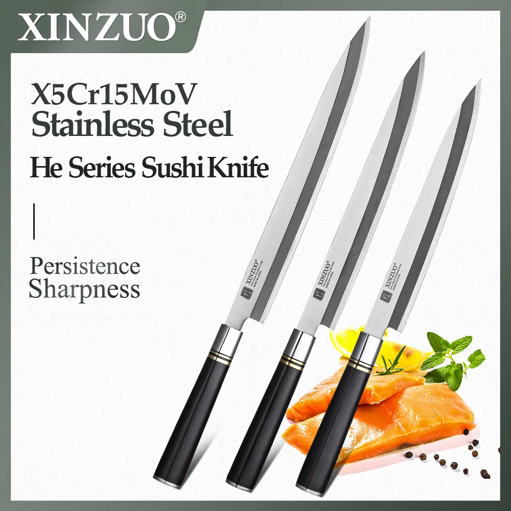 XINZUO 9 5/10 5/12 дюймов кухонный нож сашими X5Cr15MoV из нержавеющей стали Филейный Нож для