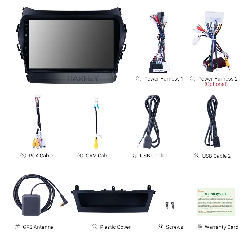 Cheap Harfey Car Radio Android 9.0 For 2013 2014 2015-2017 Hyundai IX45 SantaFe 9 inch Bluetooth WIFI GPS Navigation Multimedia Player 1