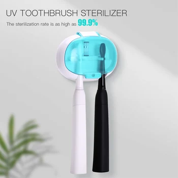 

New Antibacteria UV Light Toothbrush Sterilizer Portable 2 Teeth Brushes Ultraviolet Disinfection Box Wall-Mounted Lamp Holder
