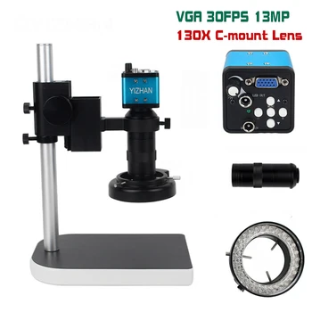 

YIZHAN VGA 30FPS Digital Microscope For Electronic Soldering 130X 13MP Microscope Camera USB LED Ring Light Professional Repair