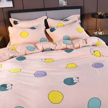 

YanTing 190G Coral Velvet Home Textile Double Side Flannel Bedding Set Include Duvet Cover With Pillowcase Mechanical Wash