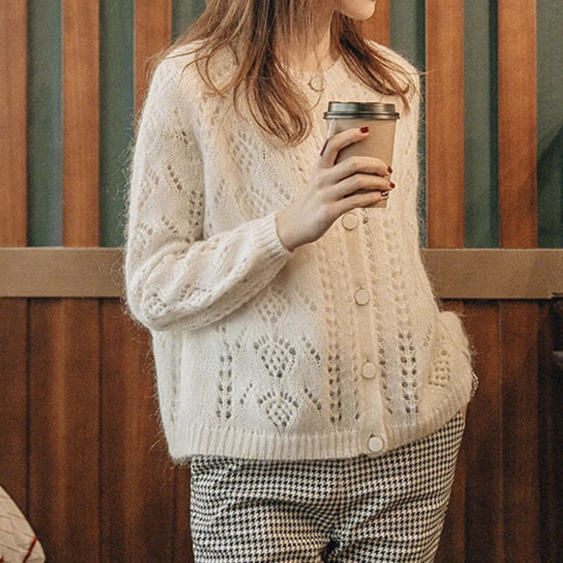 Best Price Super Chic Mario Jumper Cardigan Autumn winter Women Sweater Wool Mohair Jumper Top with Buttons