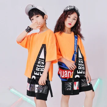 

Kids Hip Hop Clothing For Girls Boys T-Shirt Hiphop Pants Set Jazz Dance Costumes Ballroom Dancing Clothes Stage Outfits DQS4013