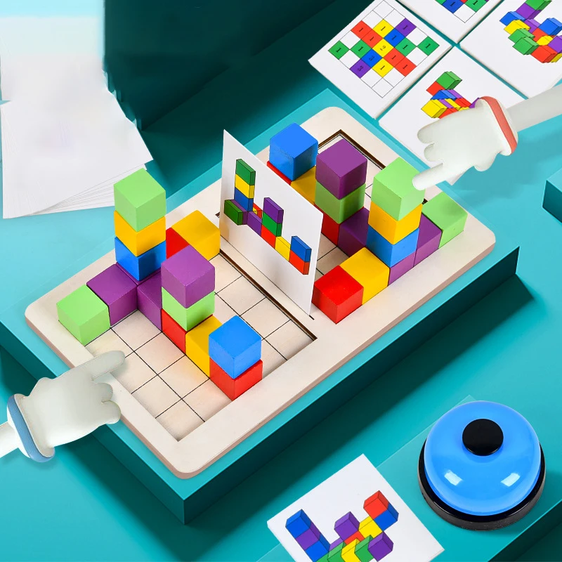 

New Kids Wooden Toys 3D Puzzle Logic Game 3D Spatial Thinking DIY Table Game Puzzles Cube Edcuational Toys for Children Gift