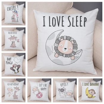 

Nordic Style Giraffe Monkey Lion Pillow Case Decor Animal Cushion Cover for Sofa Home Soft Plush Pillowcase 45x45cm Covers
