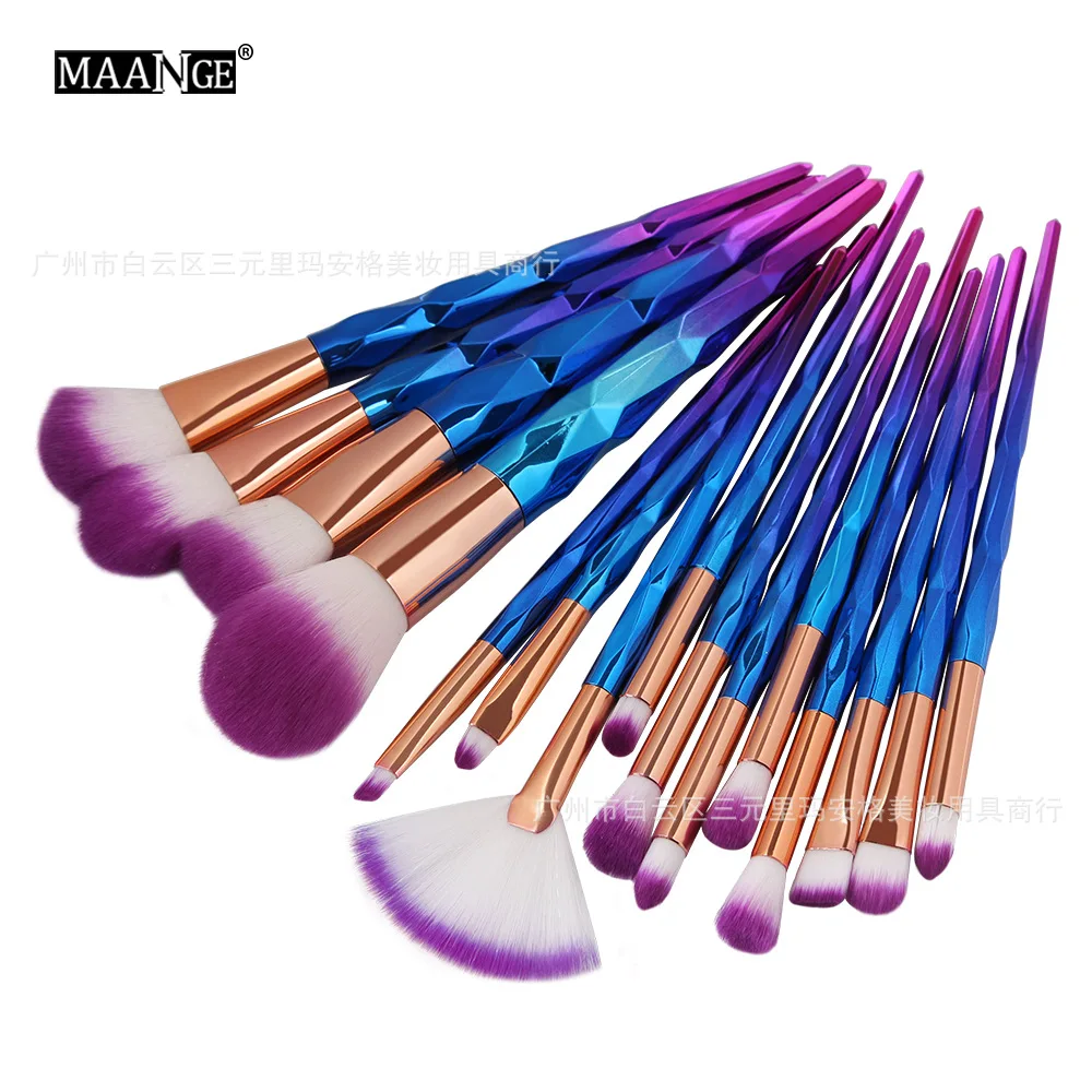 

15 diamond handle makeup brushes, portable sets, beginners makeup tools, basic makeup brushes are popula
