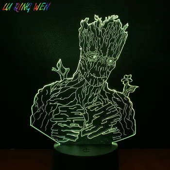 

Cute Kids Led Night Light Marvel Super Hero Groot Nightlight for Child Bed Room Decorative 3d Lamp Boys Usb Led Night Lamp Groot