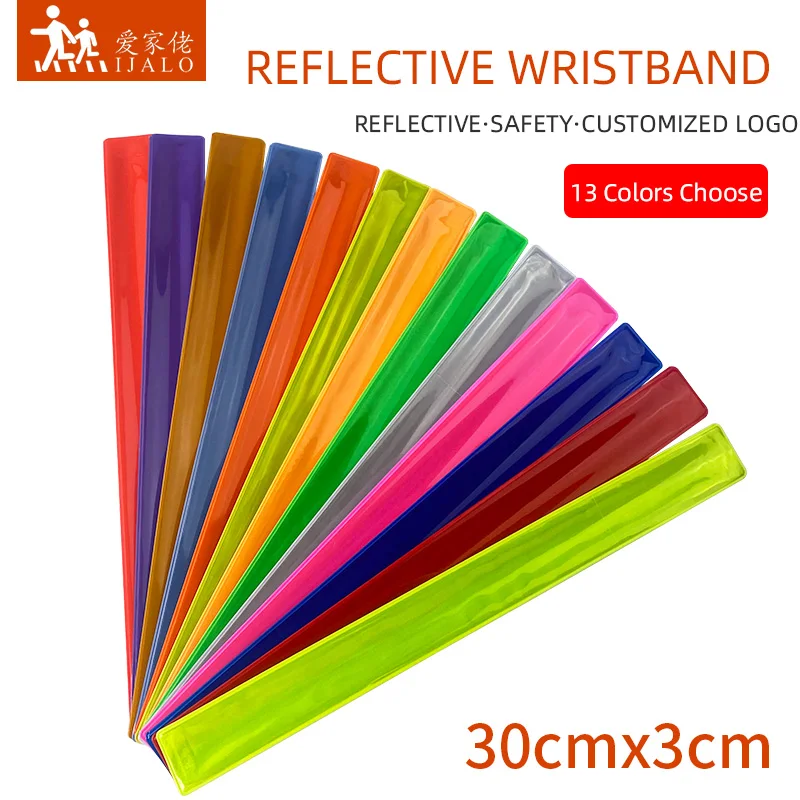 30cm reflectante bofetada banda reflectante pvc pulsera banda slap para correr montar en bicicleta de visibilidad