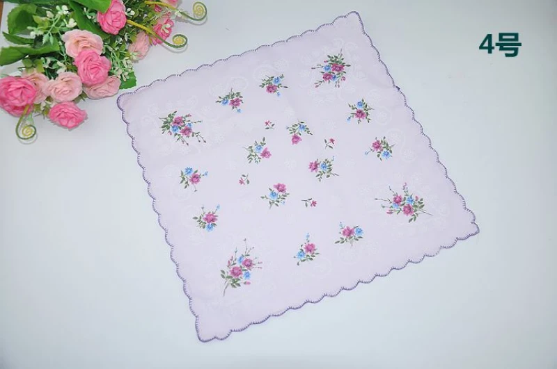 10pcs 4 10 шт. 30*30 см женский хлопковый платок Дамский Цветочный платок с принтом платок Карманный квадратный цветочный дизайн с волнистым - Цвет: 10pcs 4