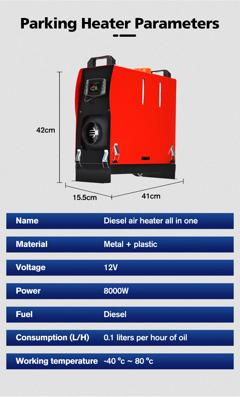 Car Heater All In One 8KW Air diesels Heater Red 1-8KW 12V/24V One Hole Car Heater for webasto Trucks Motor+LCD key Switch ► Photo 2/6