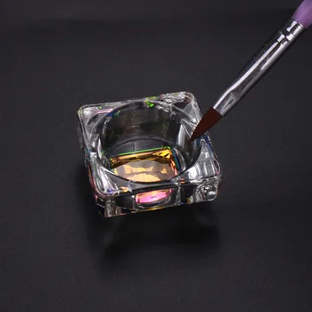 

5-colors Colored Clear Glass Professional Glass Cup for Acrylic Powder Container Liquid Powder Glass Dish with Cover 1.5*1.6in