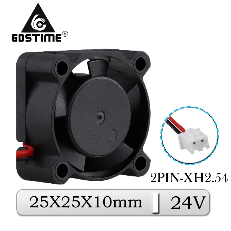 20 шт./лот Gdstime DC 24 в 25 мм x 10 мини осевой охлаждающий вентилятор 25x10 2 см бесщеточный